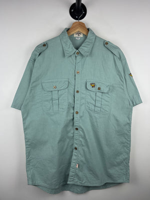 Vintage 90s Camel Smokes Green Short Sleeve Button Up Shirt