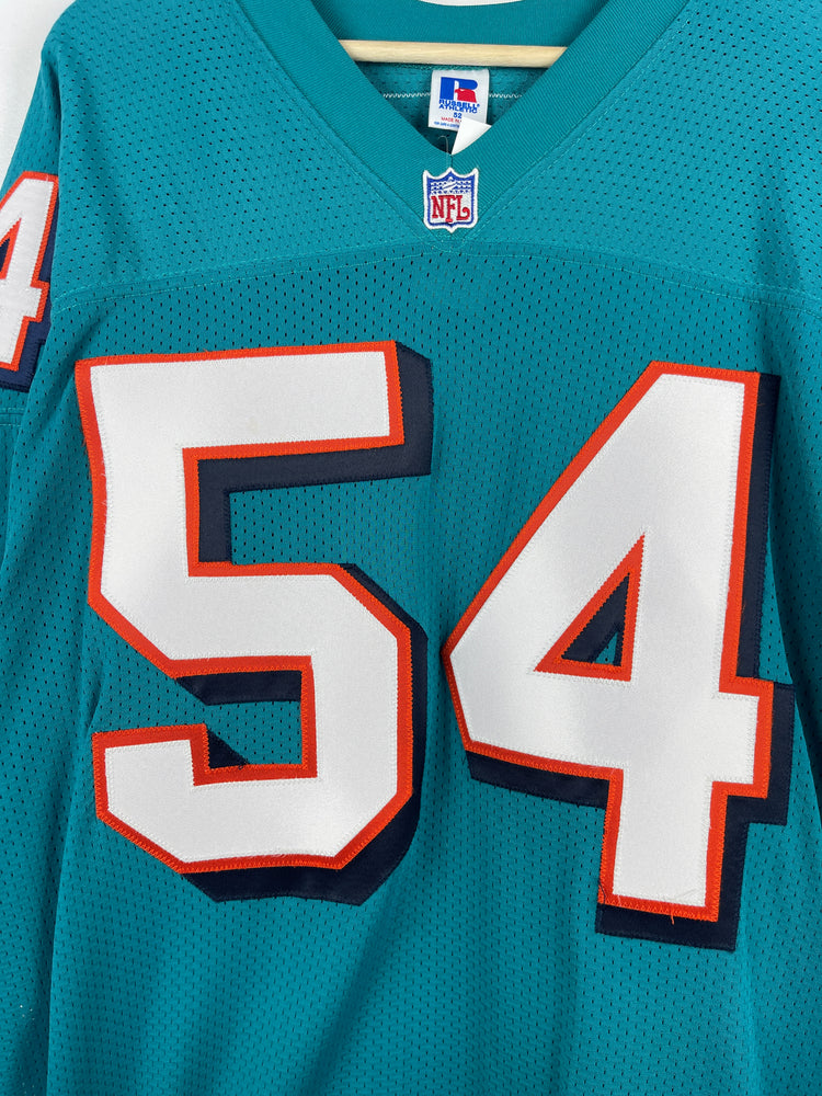 90s NFL チーフス ゲームシャツ 48サイズ デリックトーマス #58 Vintage 90s NFL Russell Athletic Miami Dolphins Zach Thomas Teal