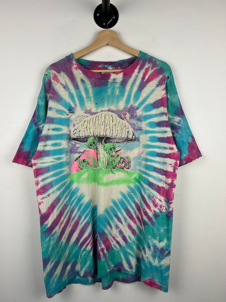 Vintage 90s Shroomarama Mushrooms Drug Parody Tie Dye Tee