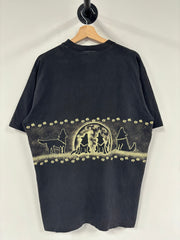 Vintage 90's Wolf Wrap Around Black Tee