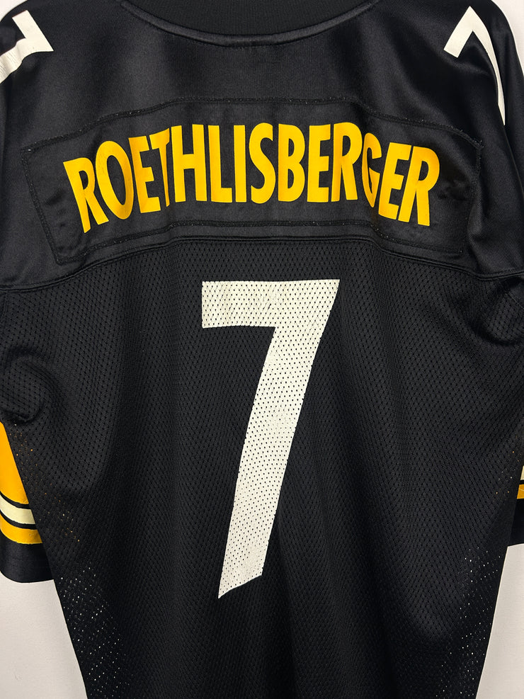 Vintage NFL Reebok Pittsburgh Steelers Roethlisberger Black Football Jersey