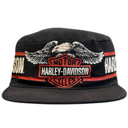 Vintage 80s Harley Davidson Eagle Black Pillbox Strapback Hat