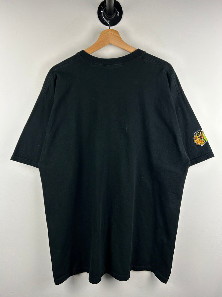 Vintage 90s NHL Chicago Blackhawks Embroidered Black Tee