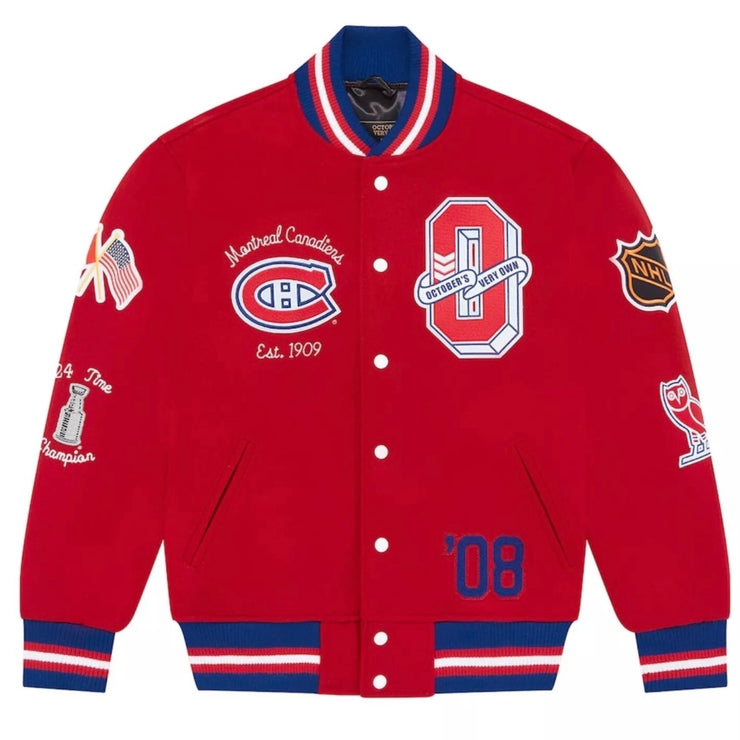 OVO x NHL Montreal Canadiens Red Varsity Jacket