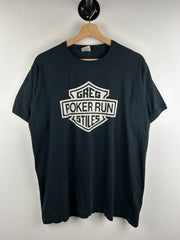 Vintage 80s Harley Davidson Greg Styles Poker Run Black Ringer Tee