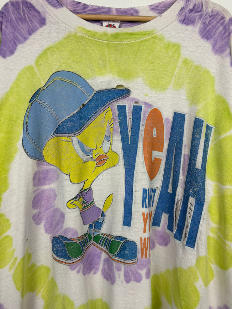 Vintage 90s Looney Tunes Yeah Right You Wish Tie Dye Tee