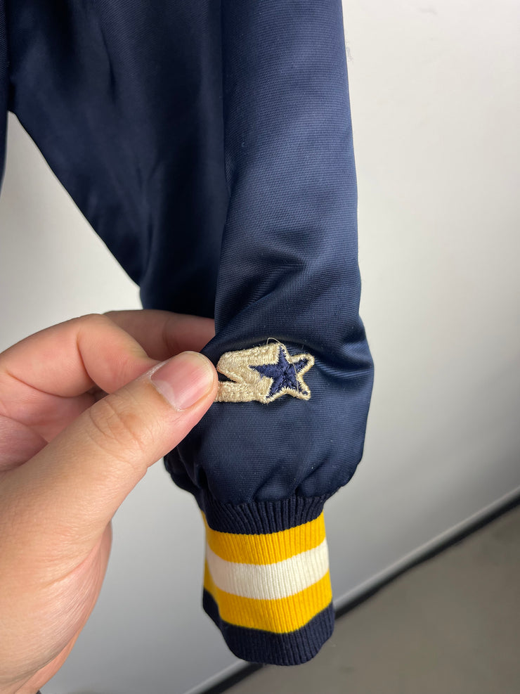 Vintage 80s Starter West Virginia Mountaineers Navy Satin Varsity Jacket