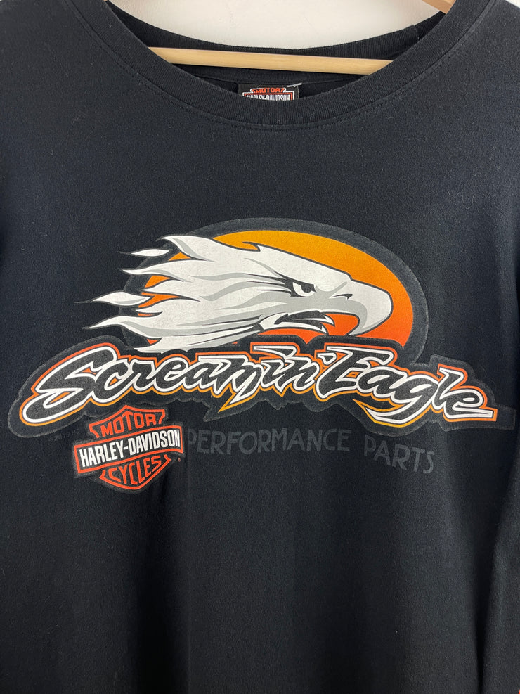 Vintage Harley Davidson Screamin Eagle Flames Niagara Falls Canada Black Long Sleeve