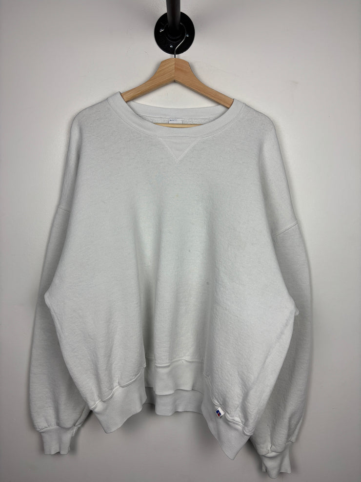 Vintage 90s Russell Athletic Blank White Crewneck