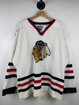 Vintage 90s NHL Starter Chicago Blackhawks White Hockey Jersey
