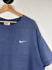 Vintage 90s Nike Mini Swoosh Thrashed Navy Tee