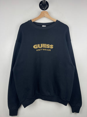 Vintage 90s Guess Knitswear Embroidered Black Crewneck