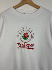 Vintage 90s Ohio State Buckeyes Embroidered White Crewneck