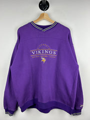Vintage 90s NFL Pro Players Minnesota Vikings Embroidered Purple Crewneck