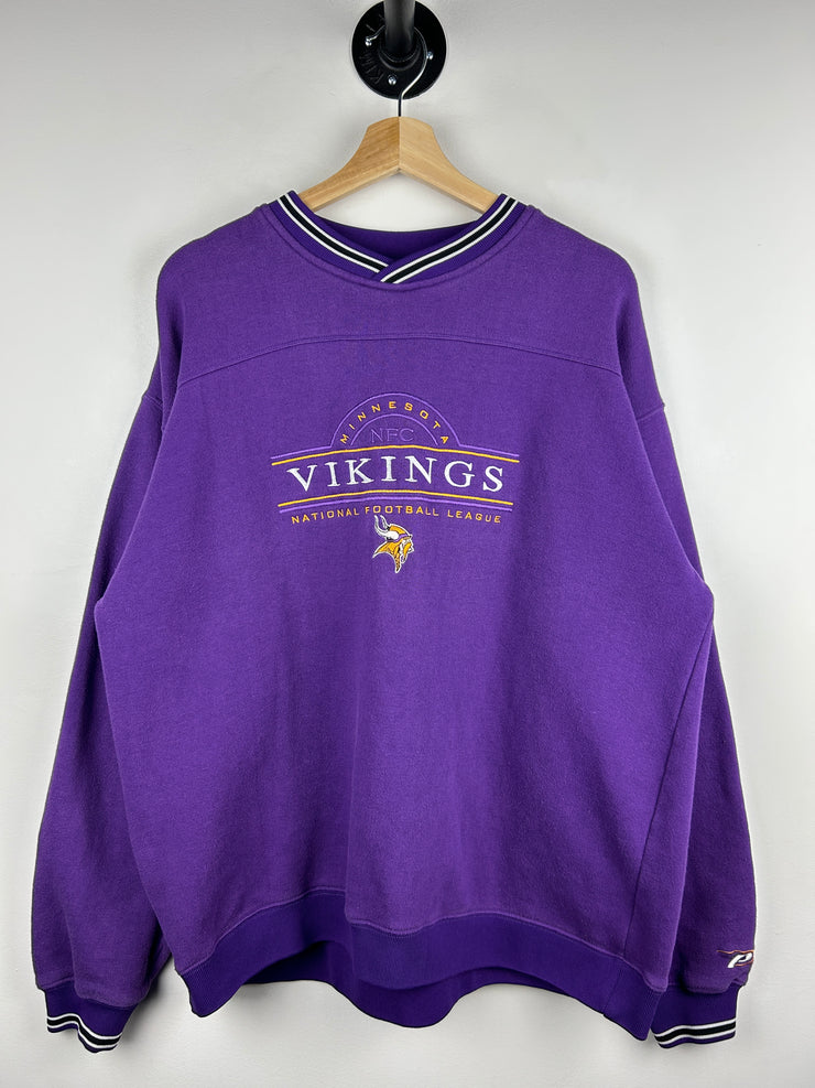 Vintage 90s NFL Pro Players Minnesota Vikings Embroidered Purple Crewneck