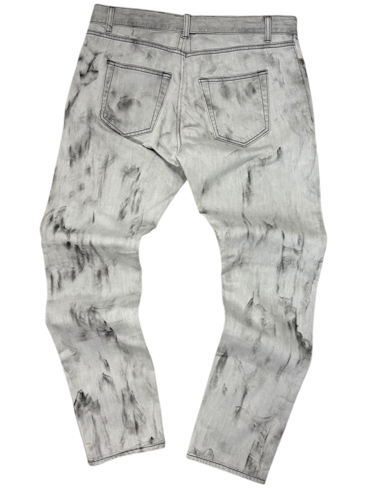 Saint Laurent Hand Painted Grey Denim Jeans