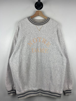 Vintage 90s Cutter & Buck Notre Dame Embroidered Grey Crewneck