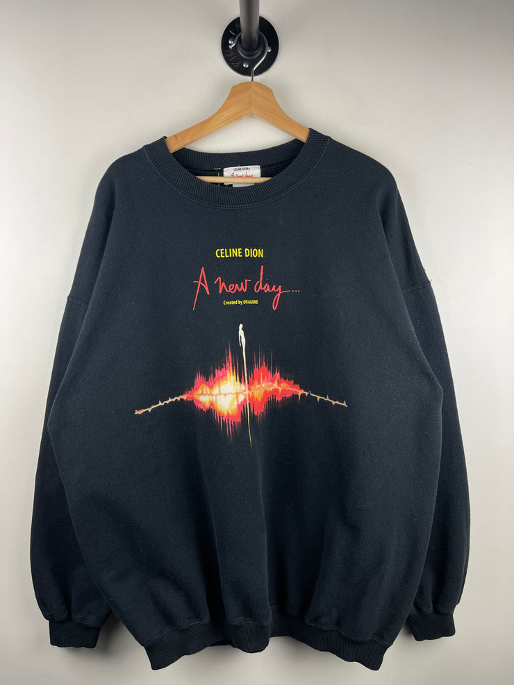 Vintage Celine Dion A New Day Black Crewneck