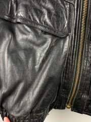 Vintage 90s Members Only Black Leather Bomber Jacket
