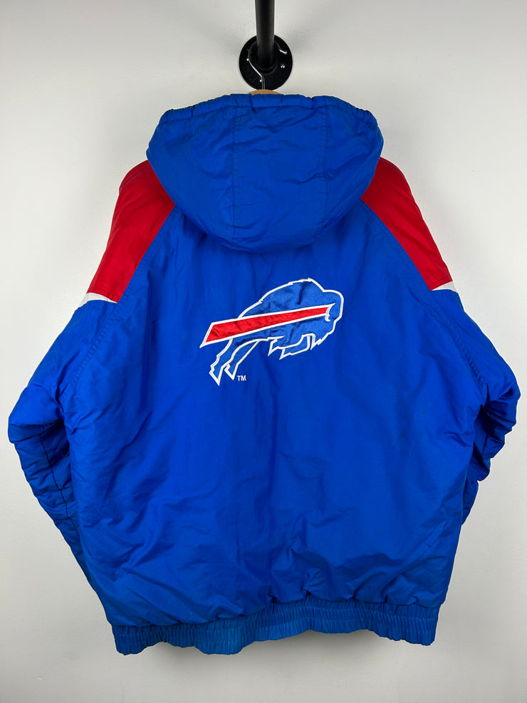 Vintage 90s NFL Gameday Buffalo Bills Embroidered Red & Blue Hooded Jacket