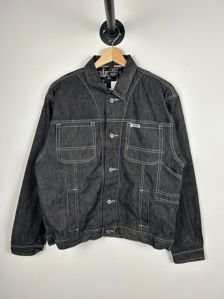 Vintage Y2K Fubu Contrast Stitch Black Denim Jacket