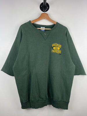 Vintage 90s NFL Champion Green Bay Packers Thrashed Cut Off Green Crewneck