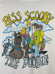 Vintage 90s Scooby Doo Weed Pass Scooby The Doobie Parody White Tee