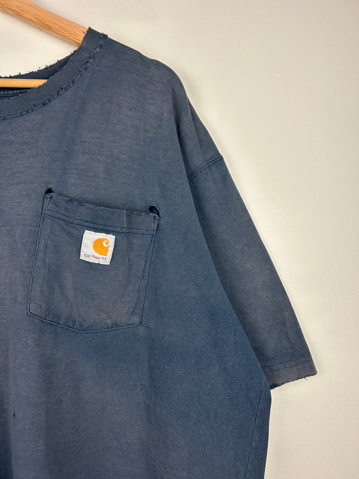 Vintage Carhartt Thrashed Navy Pocket Tee