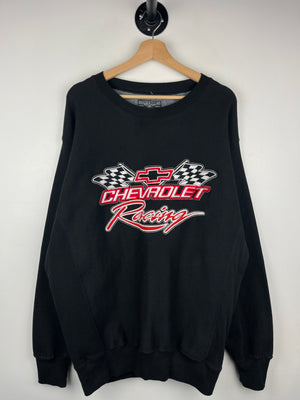 Vintage Steve & Barrys Chevrolet Racing Embroidered Black Crewneck