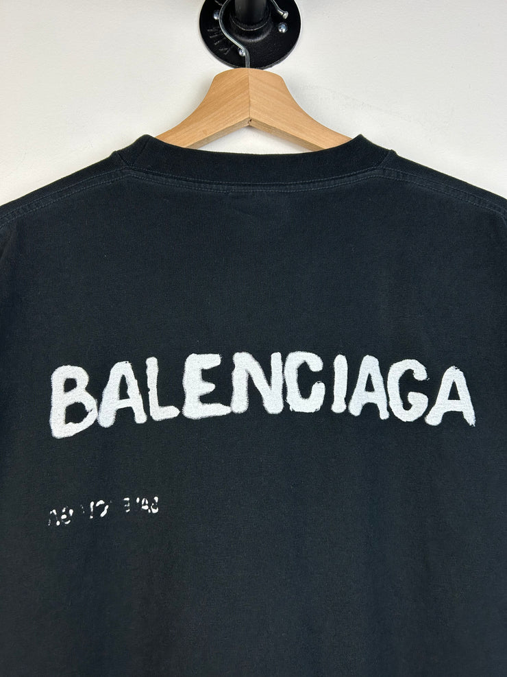 Balenciaga Hand Drawn Black Tee