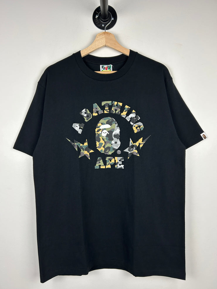 Bape College Logo Star Black & Green Tee