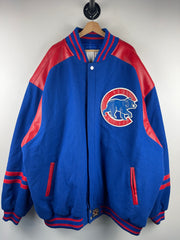 Vintage 90s MLB Jeff Hamilton Chicago Cubs Blue Wool & Leather Varsity Jacket