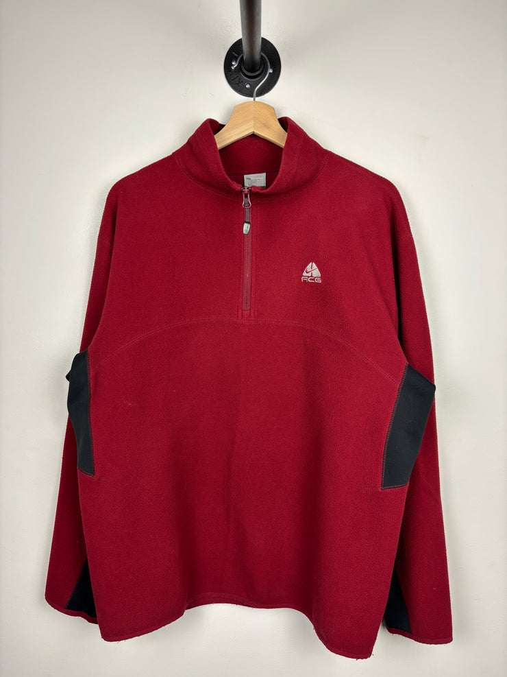 Vintage Nike ACG Red Quarter Zip Fleece Sweater