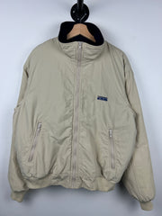 Vintage 90s Eddie Bauer Fleece Lined Beige Bomber Jacket