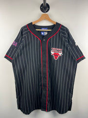 Vintage 90s NBA Starter Chicago Bulls Pinstripe Black Baseball Jersey