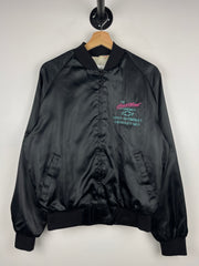 Vintage 80s Chevrolet The Heartbeat Of America Black Satin Varsity Jacket