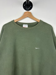 Vintage 90s Nike Mini Swoosh Olive Green Crewneck