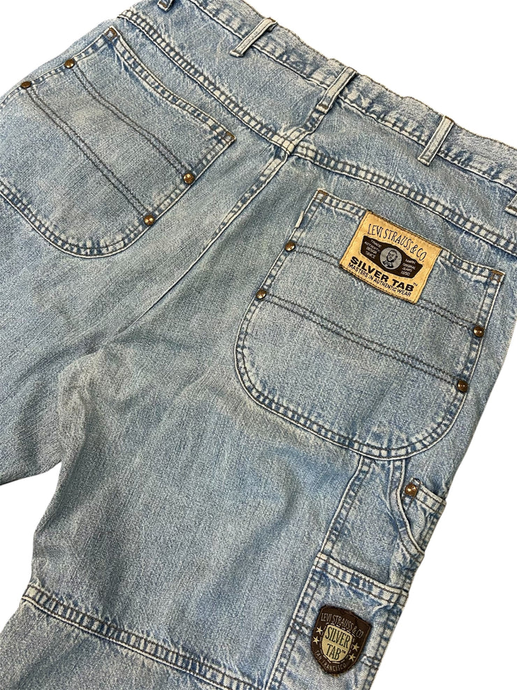 Vintage 90s Levis Silver Tab Patch Light Wash Blue Denim Jeans
