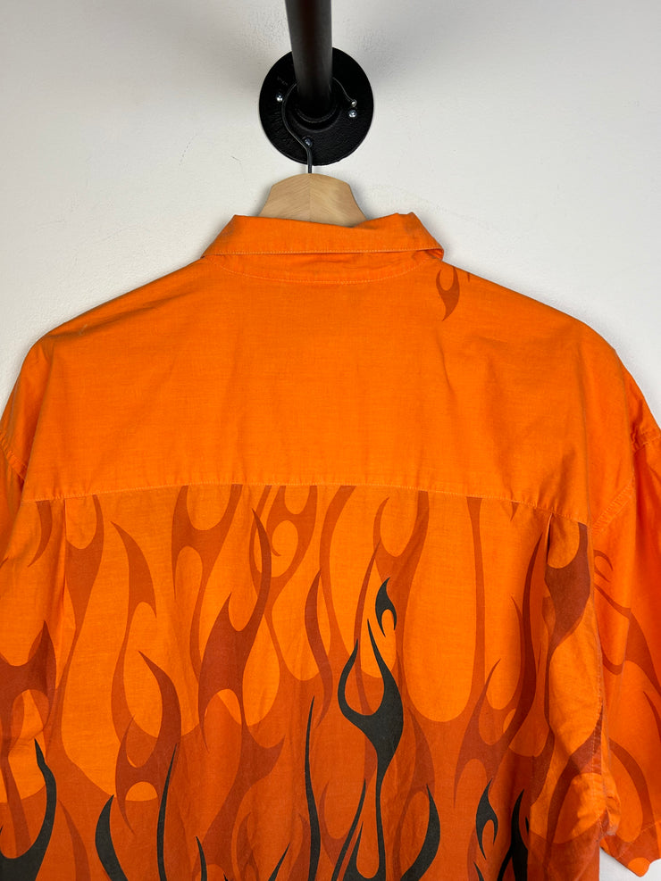 Vintage Y2K Harley Davidson Flames Button Up Shirt