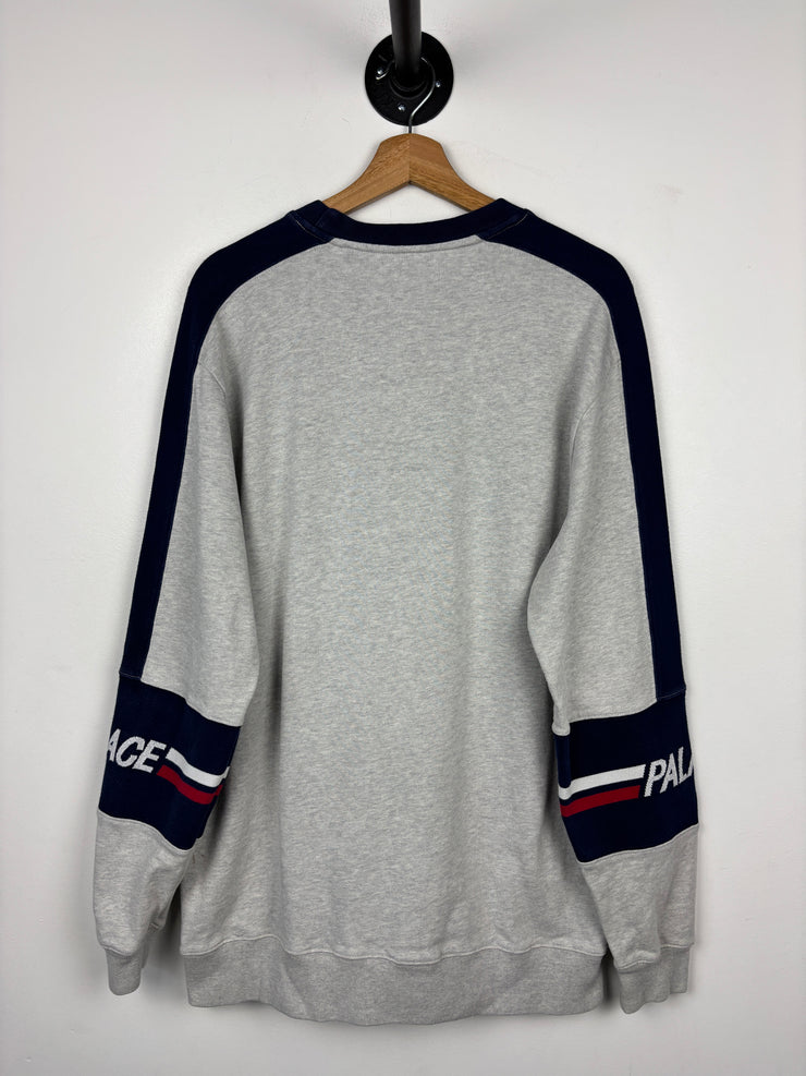 Palace Sleeve Spellout Grey Crewneck