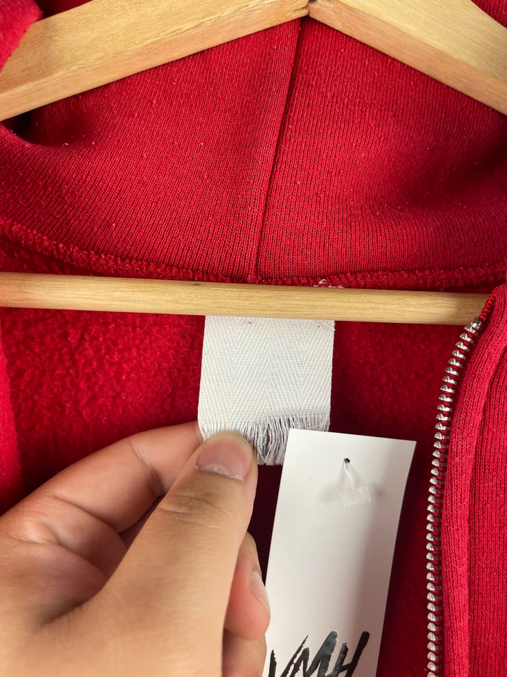 Vintage 90s Red Blank Zip Up Hoodie