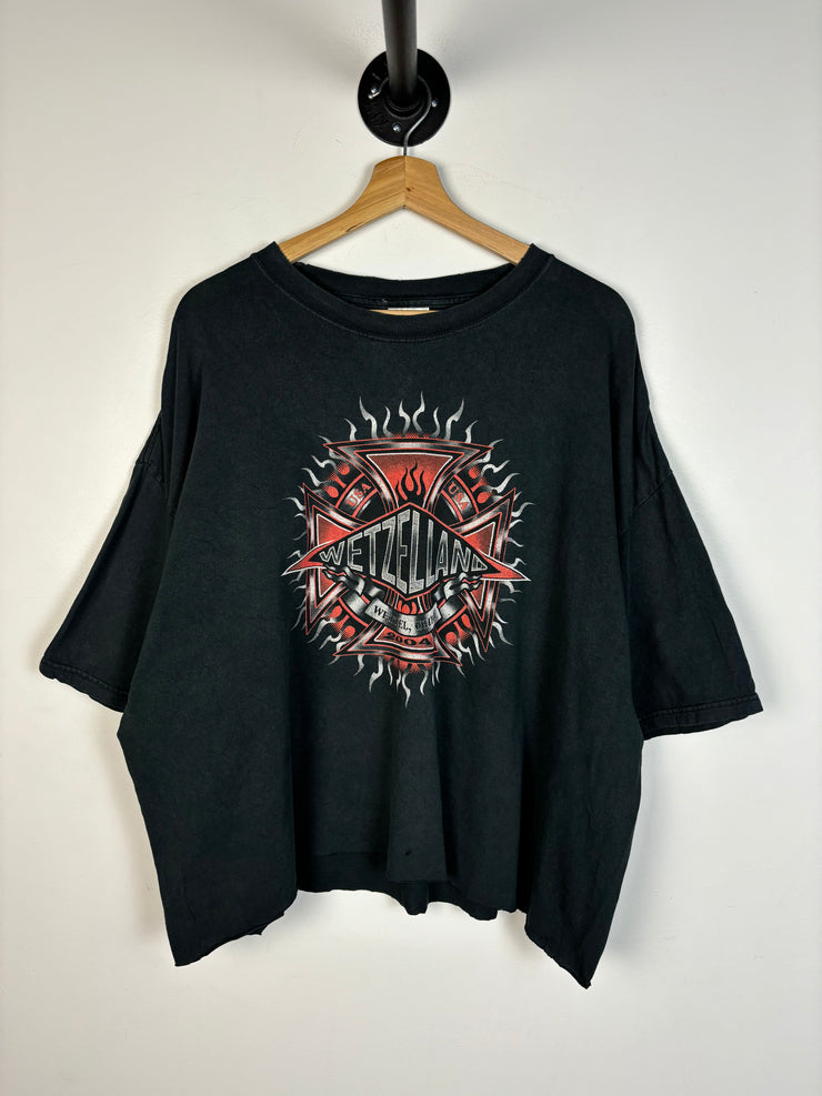 Vintage Y2K Wetzeland Biker Cropped Black Tee