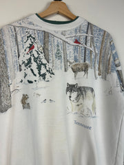 Vintage 90's Tennessee Wildlife Wrap Around White Crewneck