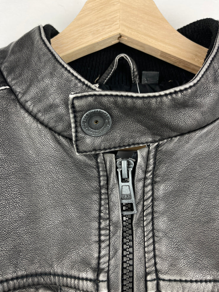 Vintage BKE Café Racer Grey Leather Jacket