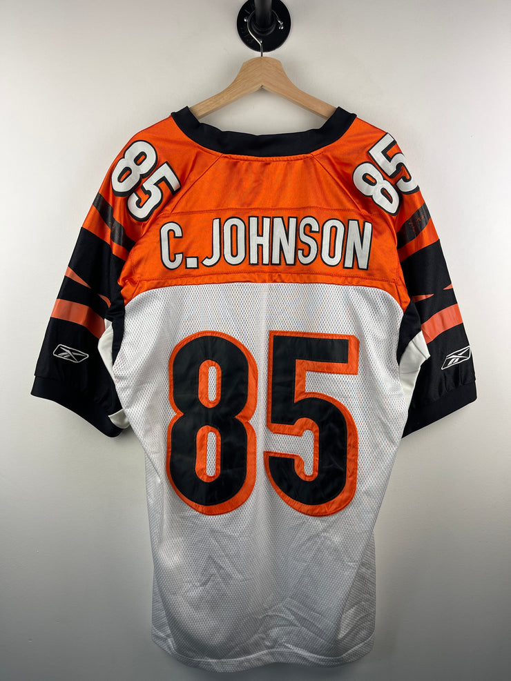 Vintage NFL Reebok Cincinnati Bengals Ochocinco Johnson White Football Jersey