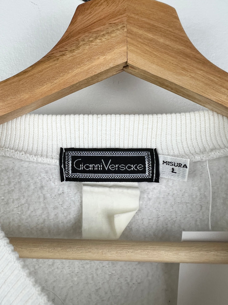 Vintage 90s Versace Jeans Couture Embroidered White Crewneck