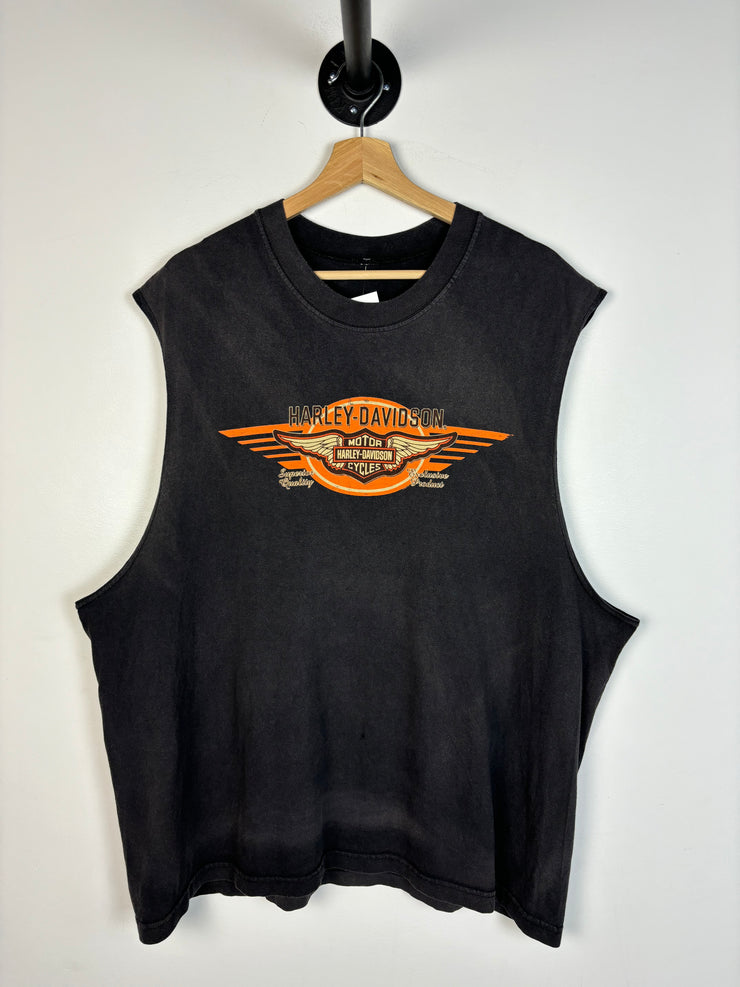 Vintage Y2K Harley Davidson Wisconsin Faded Black Tank Top