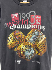 Vintage 90s NBA Salem Chicago Bulls Champions Rings Black Tee