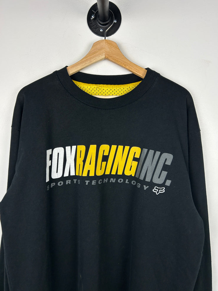 Vintage Y2K Fox Racing Black & Yellow Reversible Long Sleeve Jersey