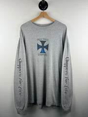 Vintage West Coast Choppers Motorcycle Sleeve Print Grey Long Sleeve